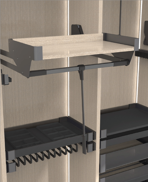 Пантограф с полкой в гардеробную Конеро W 625-808 мм Kessebohmer | официальный магазин