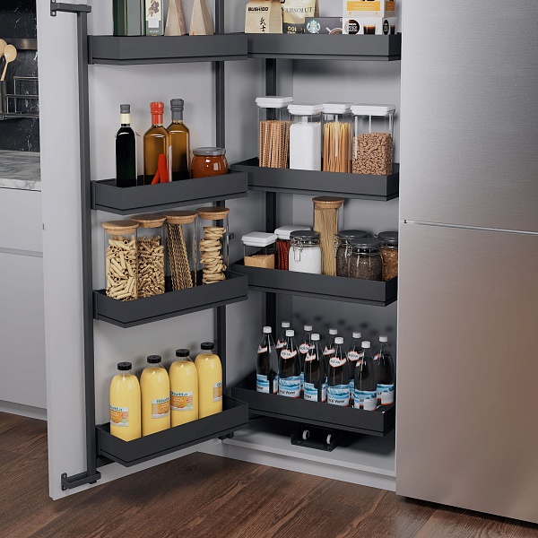 КОМПЛЕКТ Тандем II 500 мм, H 1100, Арена ПЬЮР, 4 полки, цвет АНТРАЦИТ Kessebohmer | официальный магазин